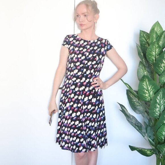 Eliza J. Cap Sleeve Geometric Print A-line Mini Dress Size 0P - Picture 14 of 15